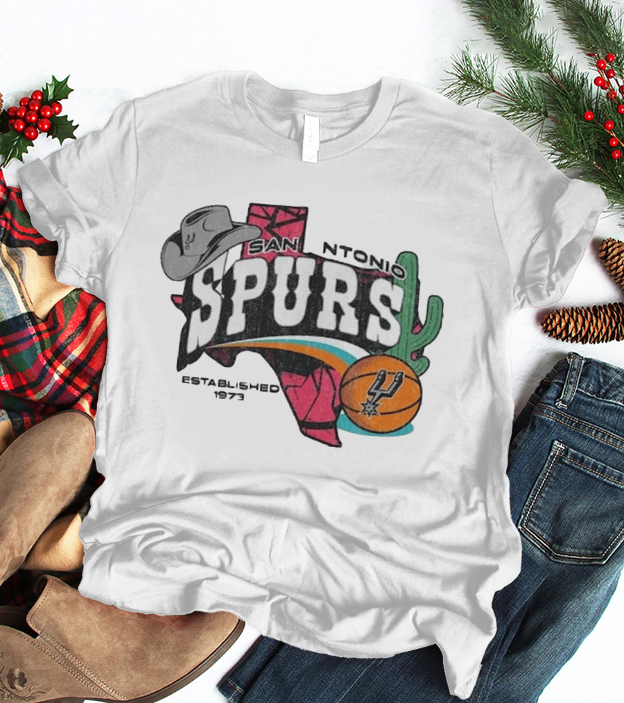 San Antonio Spurs Established 1973 Texas Map Basketball Cactus Cowboy Hat T-Shirt