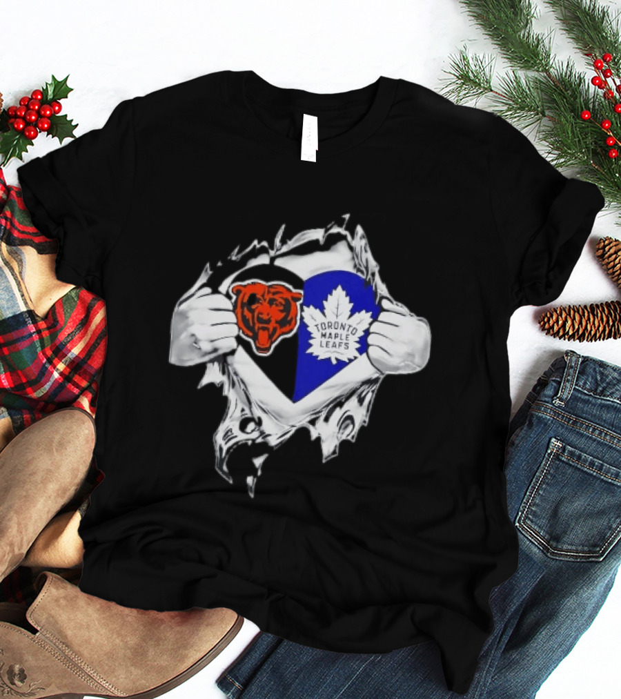 Bears Toronto Maple Leafs Heart Ripping Open Concept T-Shirt