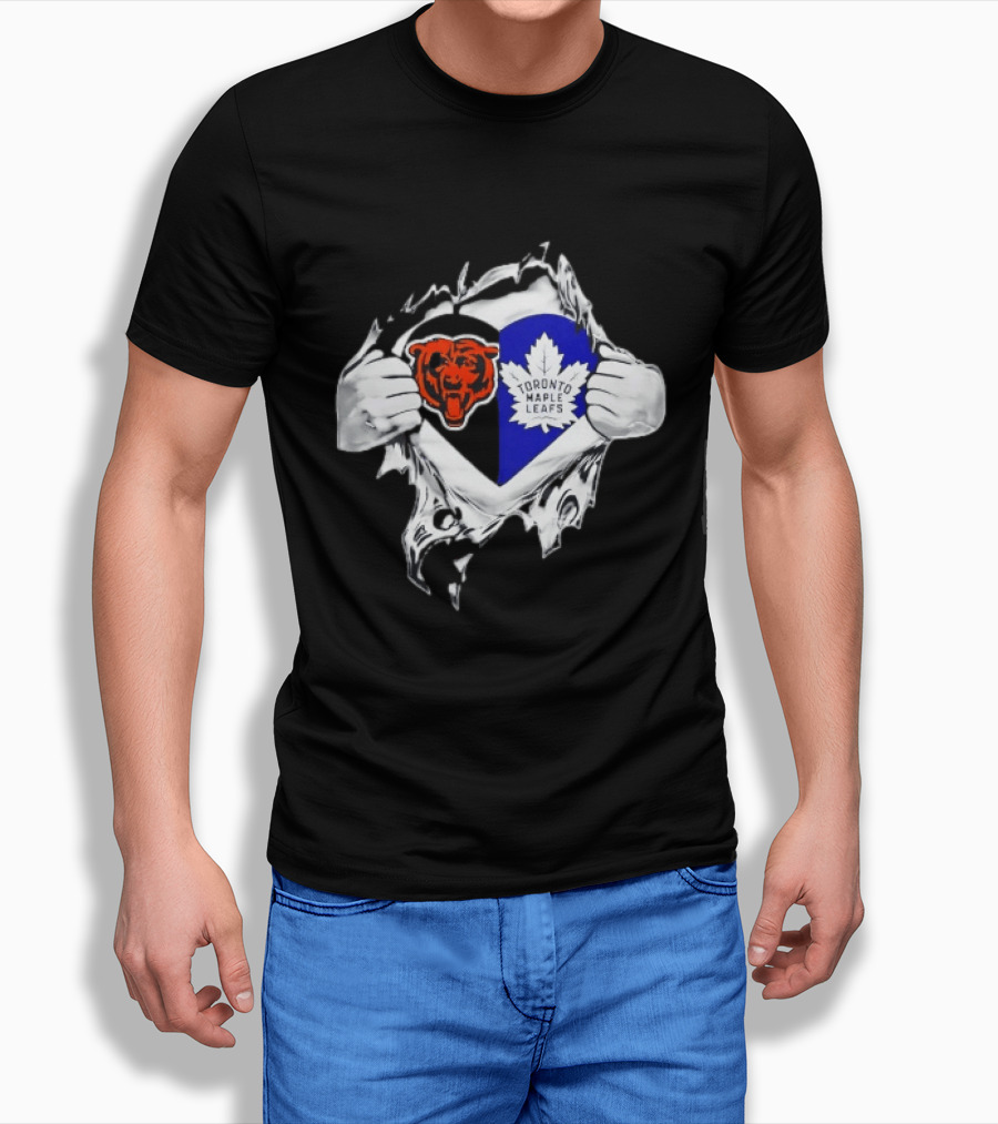 Bears Toronto Maple Leafs Heart Ripping Open Concept T-Shirt