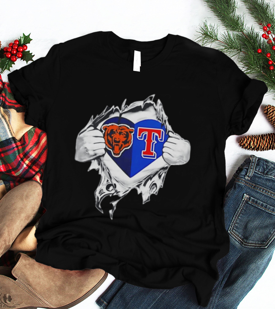 Chicago Bears And Texas Rangers Heart T-Shirt