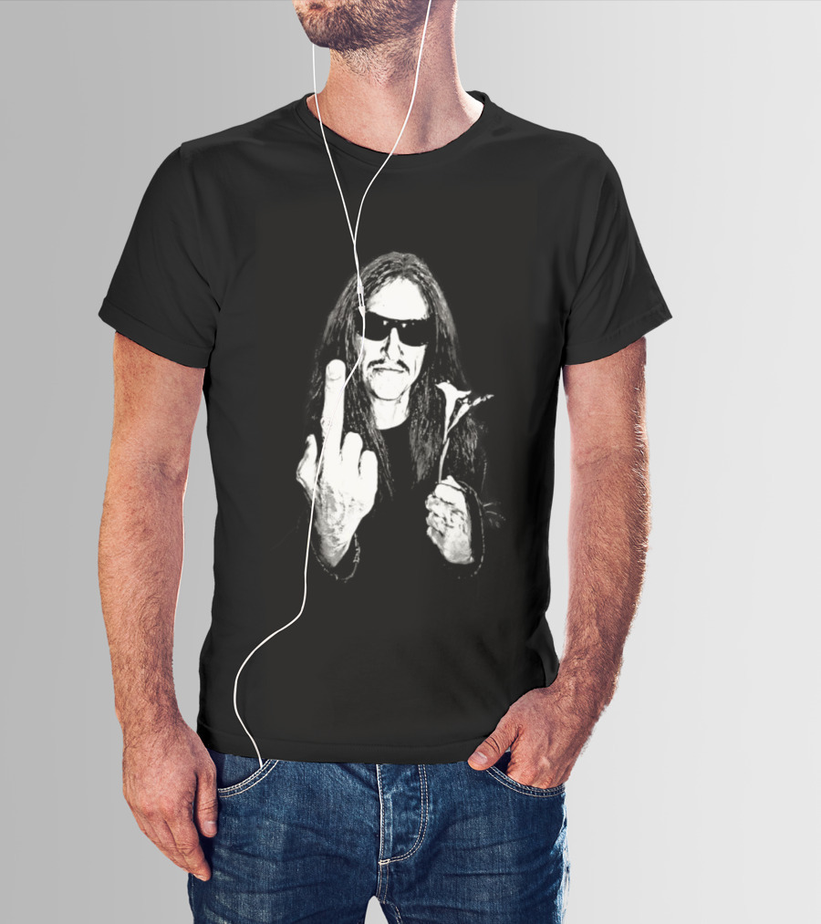 Cliff Burton Middle Finger Black And White Sunglasses Lily Flower T-Shirt