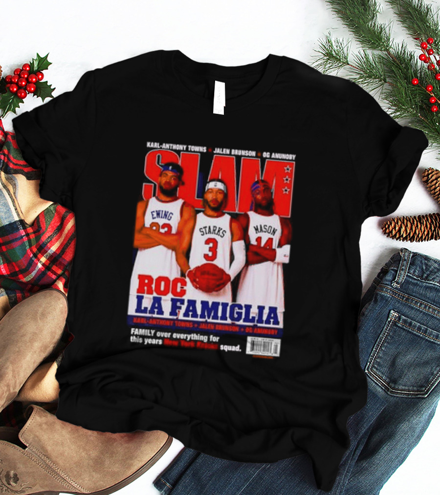 SLAM Magazine Roc La Famiglia Karl Anthony Towns Jalen Brunson OG Anunoby New York Knicks T-Shirt