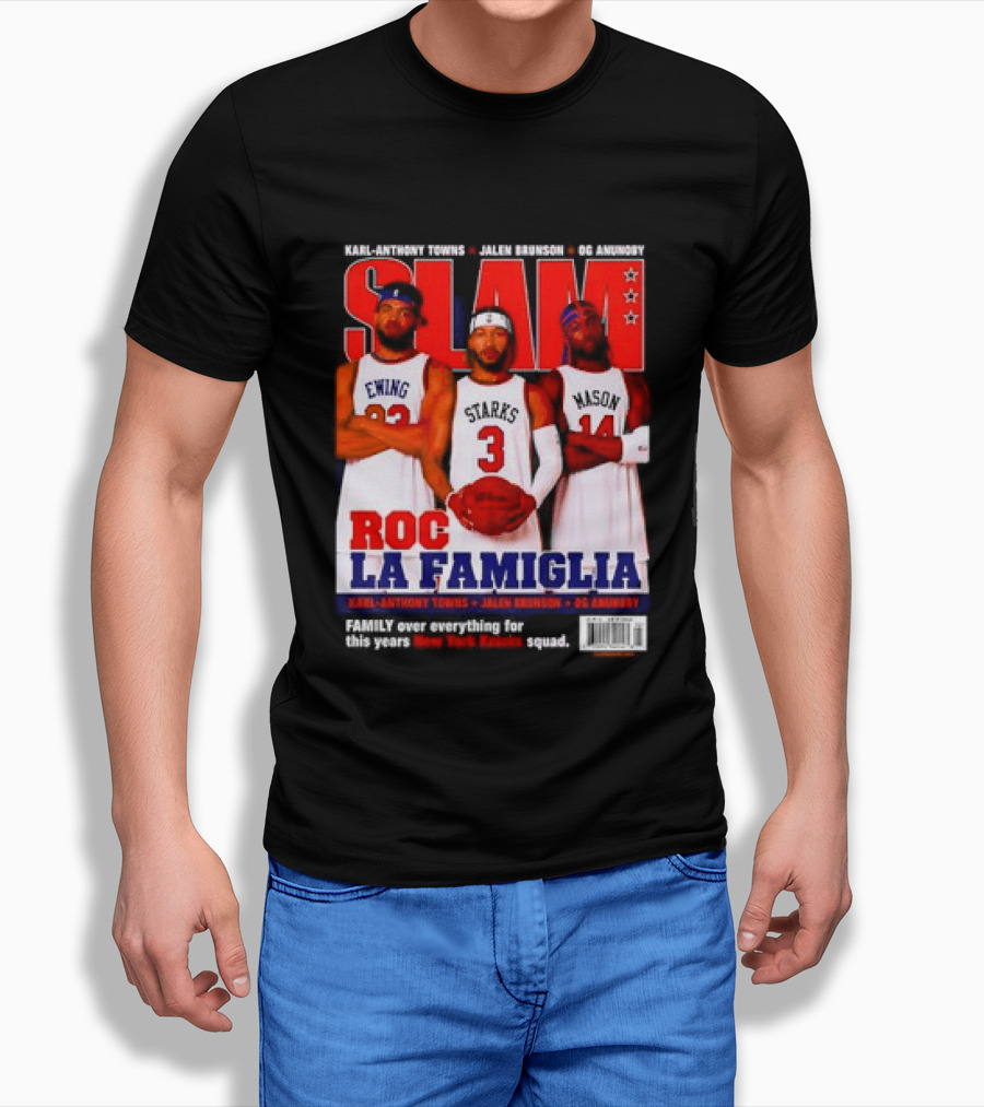 SLAM Magazine Roc La Famiglia Karl Anthony Towns Jalen Brunson OG Anunoby New York Knicks T-Shirt