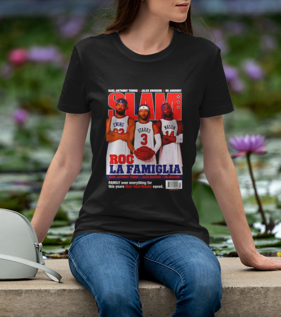 SLAM Magazine Roc La Famiglia Karl Anthony Towns Jalen Brunson OG Anunoby New York Knicks T-Shirt