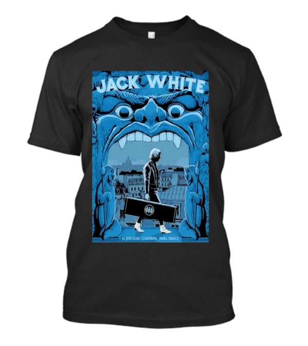 Jack White L'Olympia Paris France June 14 2026 Concert Imagery Blue Gargoyle T-Shirt