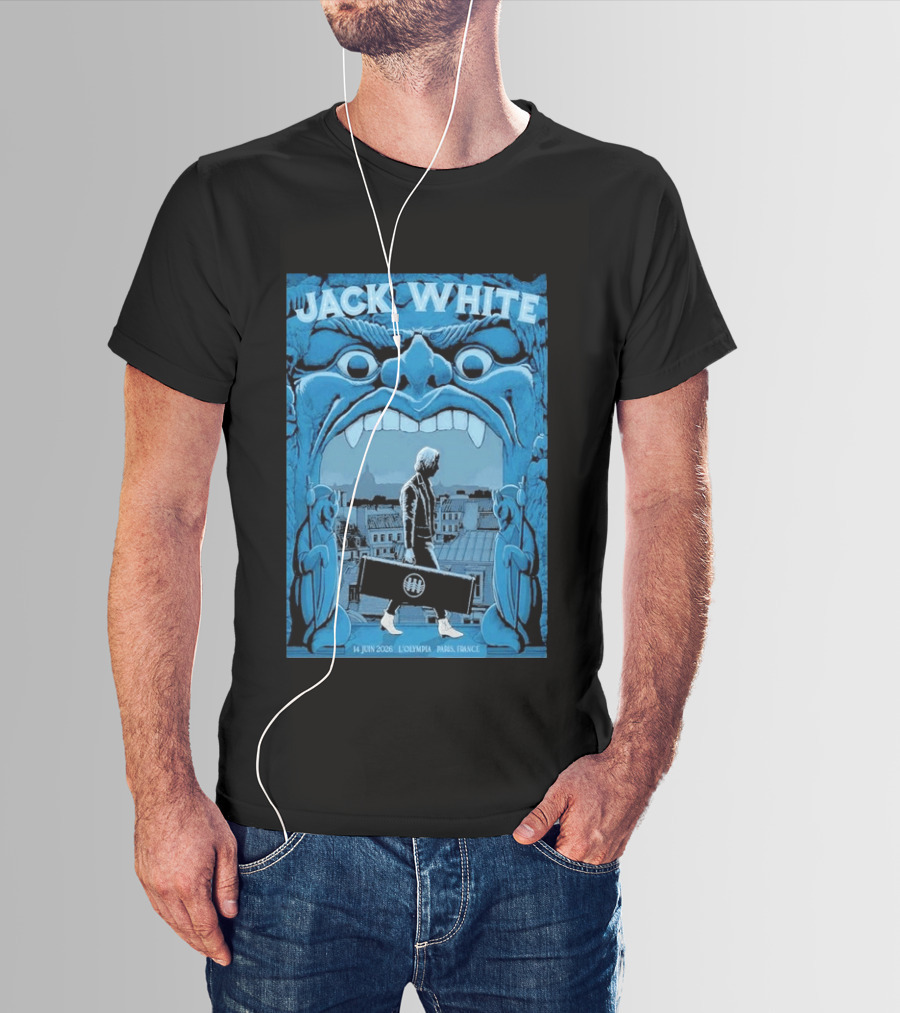 Jack White L'Olympia Paris France June 14 2026 Concert Imagery Blue Gargoyle T-Shirt
