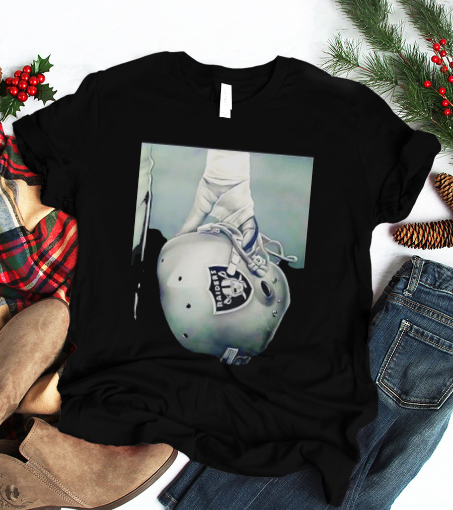 Las Vegas Raiders Football Helmet Hand Wrap Player Representation T-Shirt