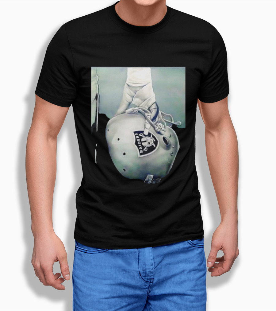 Las Vegas Raiders Football Helmet Hand Wrap Player Representation T-Shirt