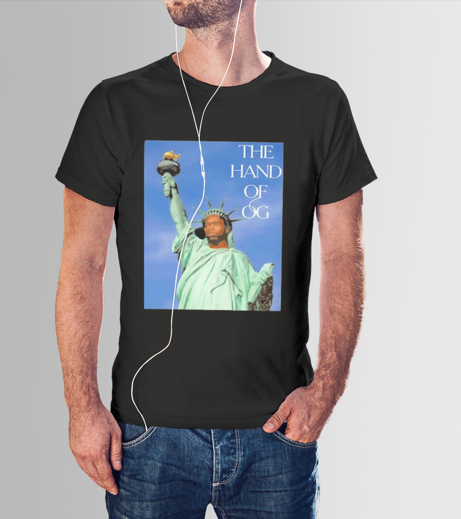OG Anunoby New York Knicks The Hand Of OG Statue Liberty Fusion T-Shirt