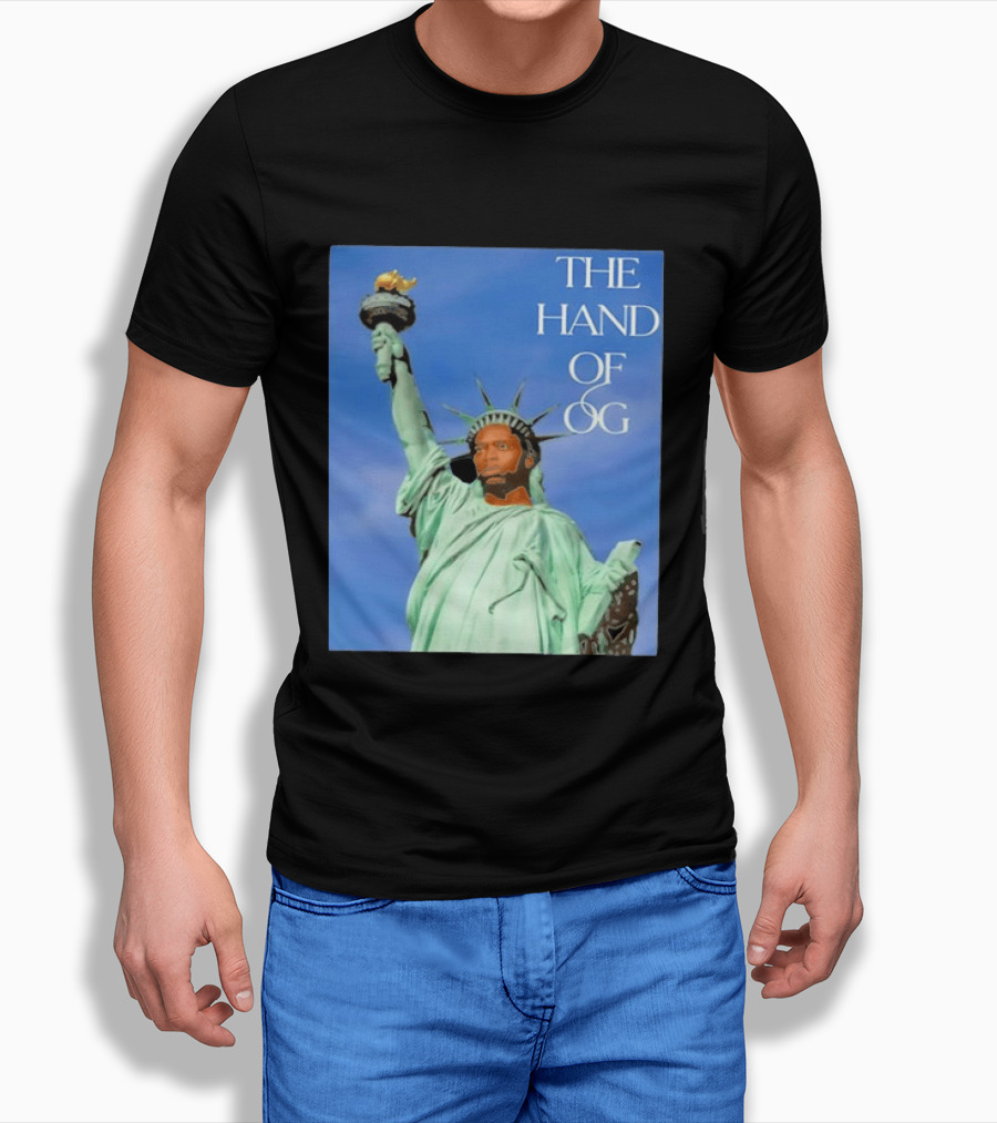 OG Anunoby New York Knicks The Hand Of OG Statue Liberty Fusion T-Shirt
