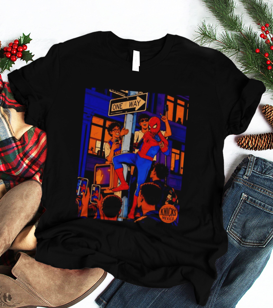 Spider Man One Way New York Knicks Mexico Dept Of Transportation T-Shirt