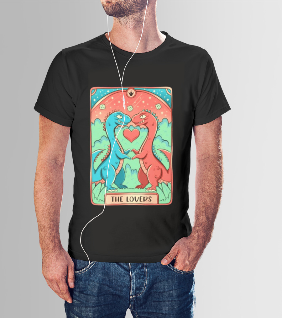The Lovers Dinosaur Couple Tarot Card Romantic Prehistoric Valentine T-Shirt