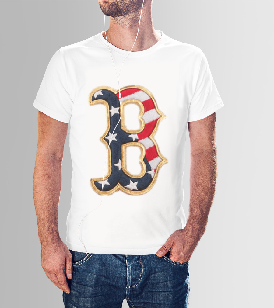 2026 Red Sox Patriotic Stars And Stripes B Logo MLB Fourth Of July T-Shirt