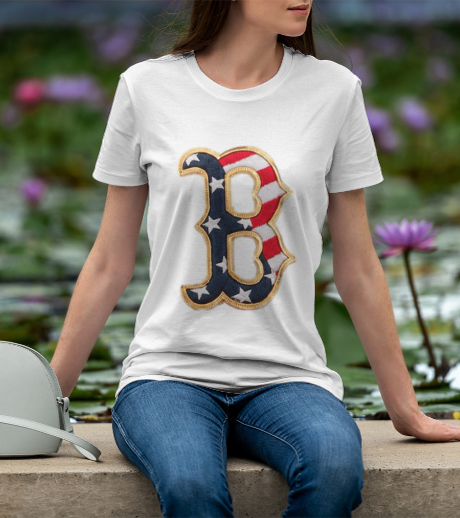 2026 Red Sox Patriotic Stars And Stripes B Logo MLB Fourth Of July T-Shirt