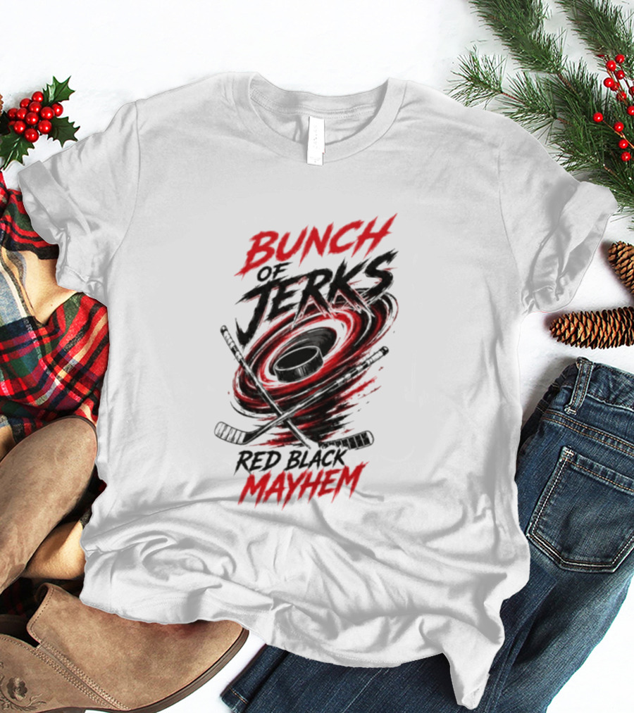 Bunch Of Jerks Red Black Mayhem Hockey T-Shirt