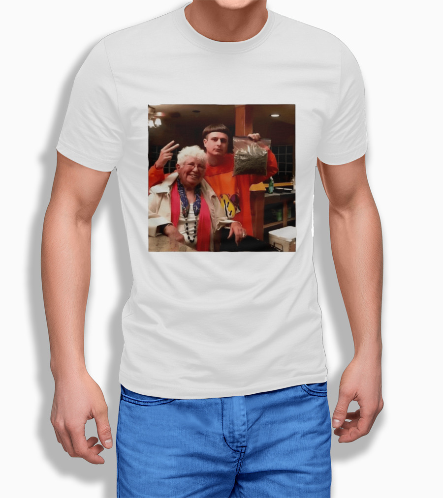 Oliver Tree Peace Sign Grandma Holding Bag T-Shirt