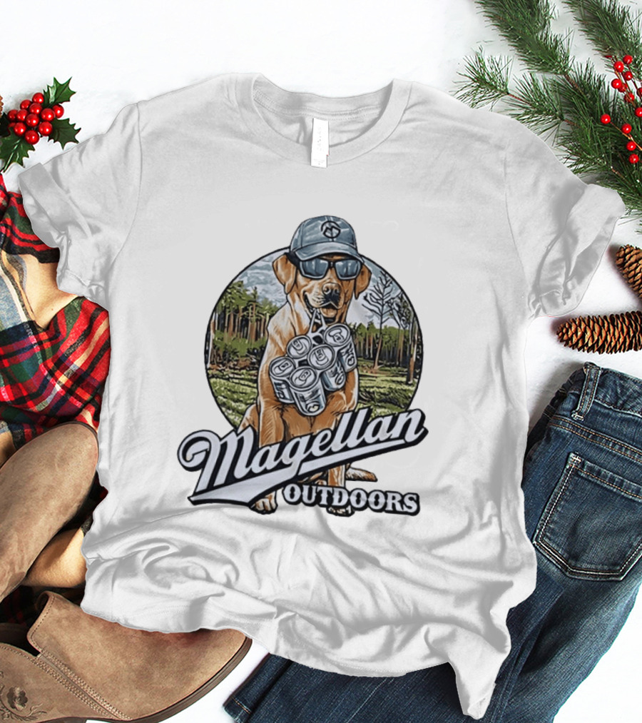 Magellan Outdoors Labrador Retriever With Six Pack In Forest Scene T-Shirt