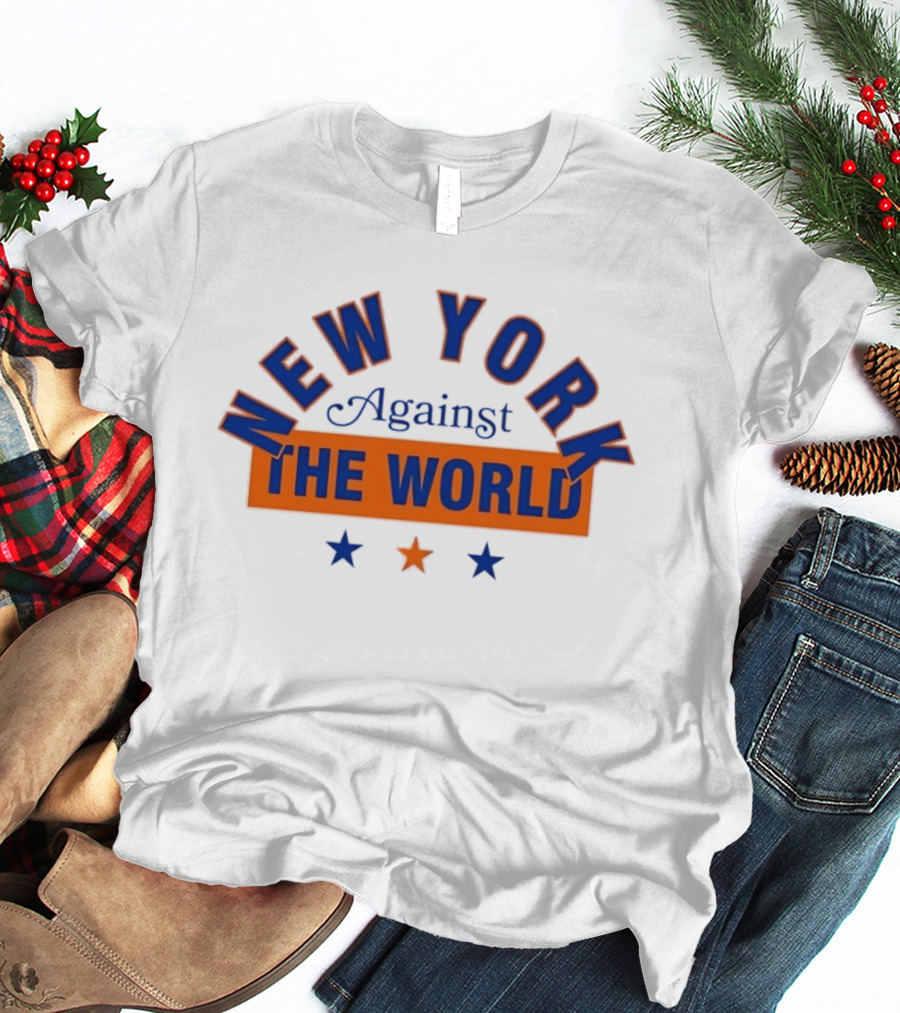 New York Against The World Blue Orange Stars T-Shirt