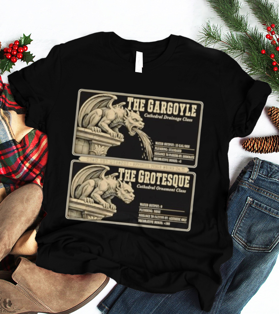 The Gargoyle And Grotesque Cathedral Drainage Ornament Guide Know Thy Masonry Stone Statue T-Shirt