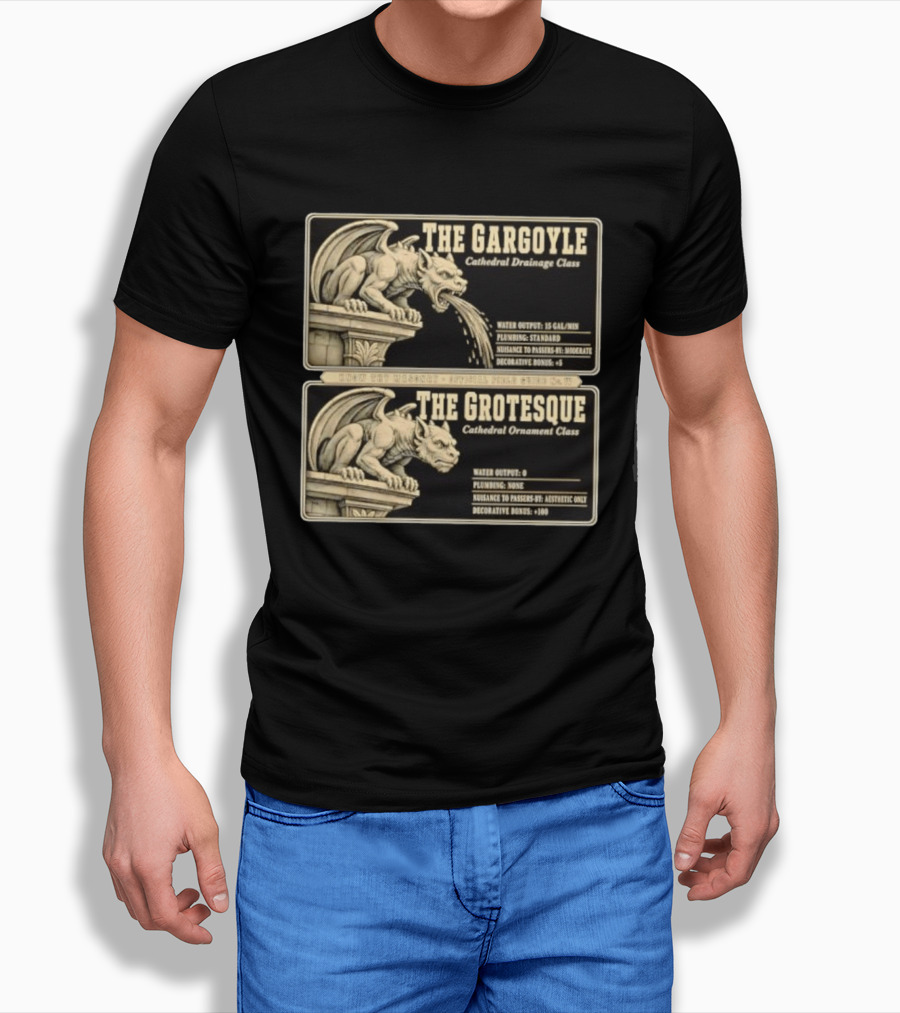 The Gargoyle And Grotesque Cathedral Drainage Ornament Guide Know Thy Masonry Stone Statue T-Shirt