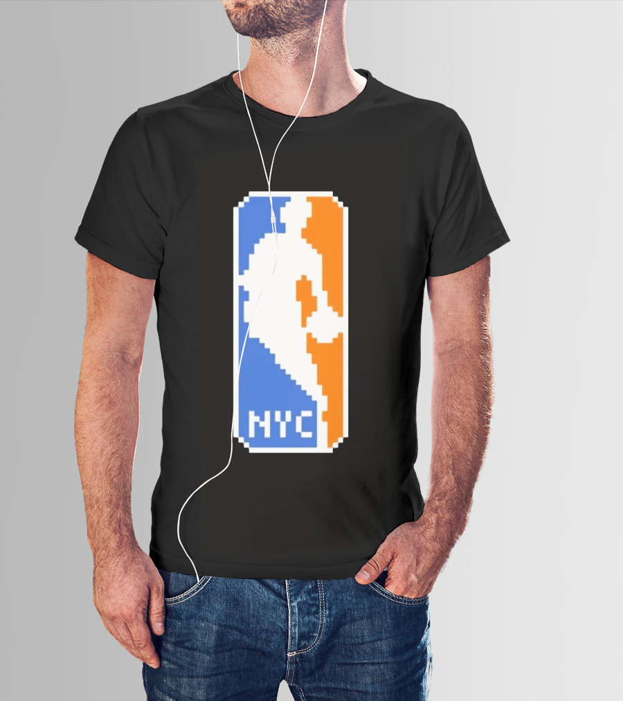 NYC NBA Pixel Logo Basketball T-Shirt