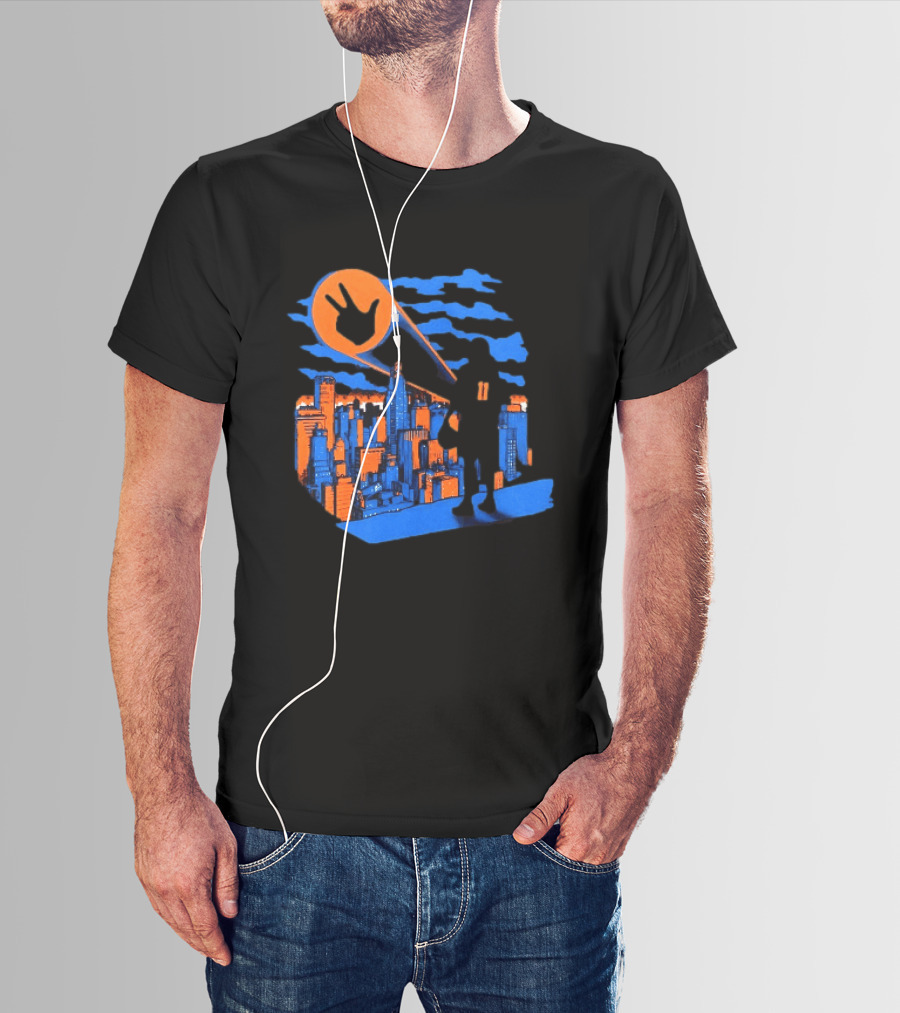 Jalen Brunson Three Points New York City Knicks NBA Basketball Player Skyline T-Shirt