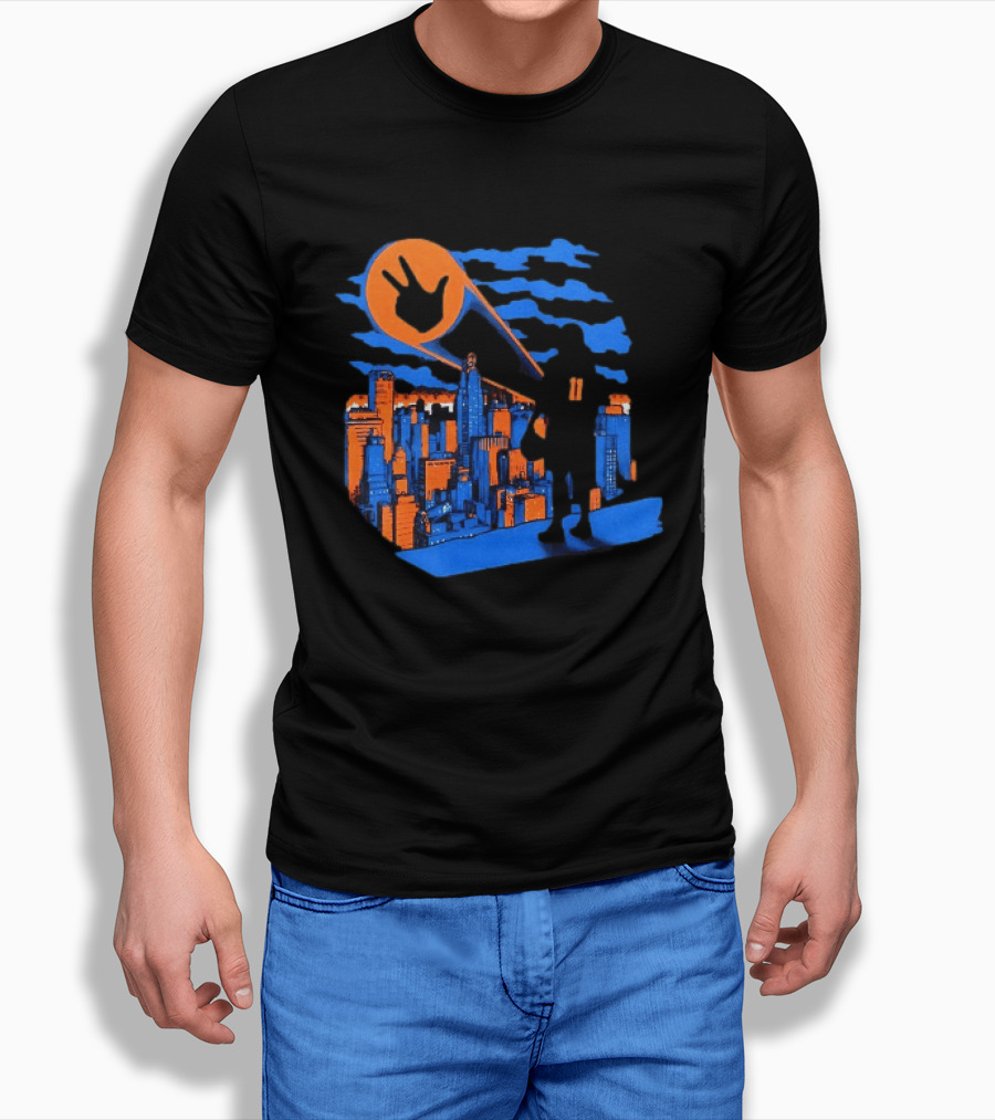 Jalen Brunson Three Points New York City Knicks NBA Basketball Player Skyline T-Shirt