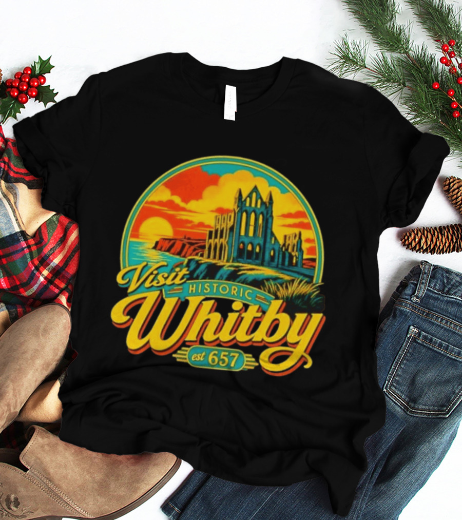 Visit Historic Whitby Abbey North Yorkshire England Est 657 T-Shirt