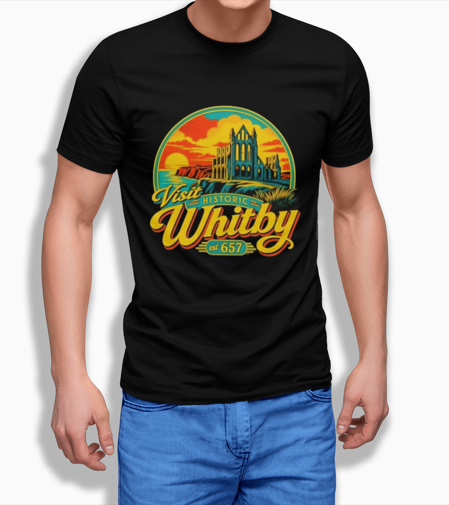 Visit Historic Whitby Abbey North Yorkshire England Est 657 T-Shirt