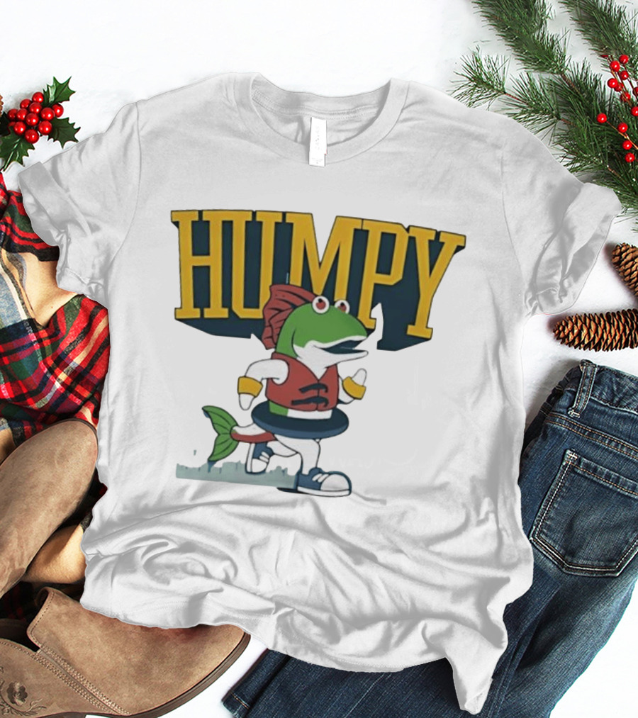 Humpy Running Fish With Life Vest Tube Humor T-Shirt