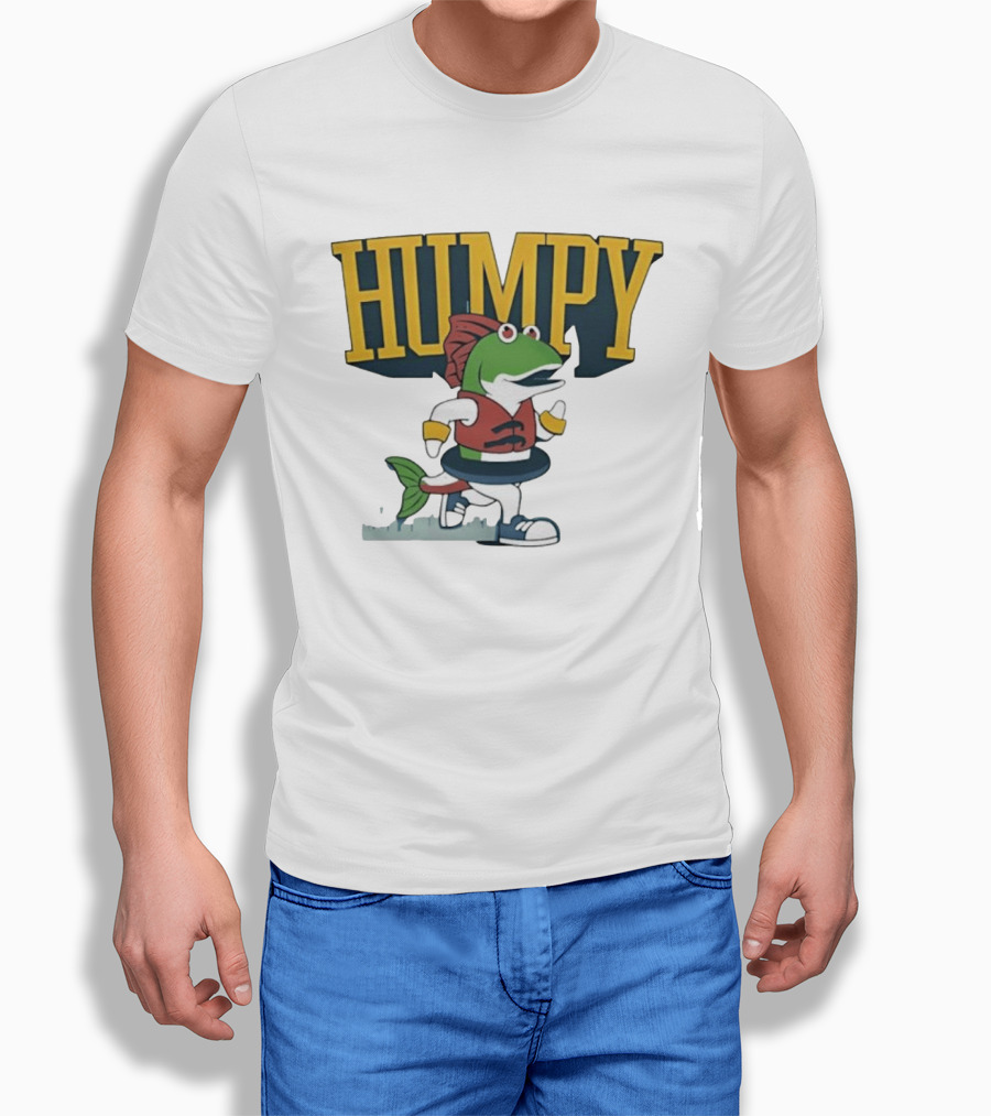 Humpy Running Fish With Life Vest Tube Humor T-Shirt