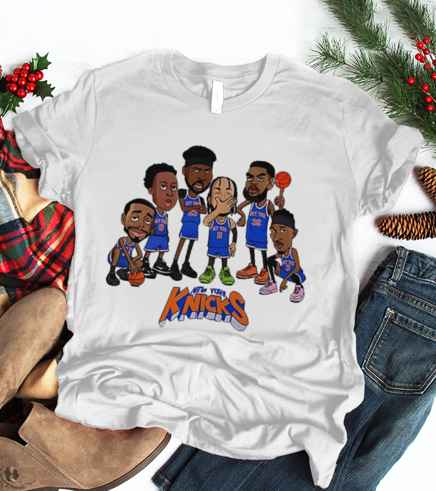 Jalen Brunson Mitchell Robinson RJ Barrett Julius Randle New York Knicks Legends NBA 2026 Caricature T-Shirt