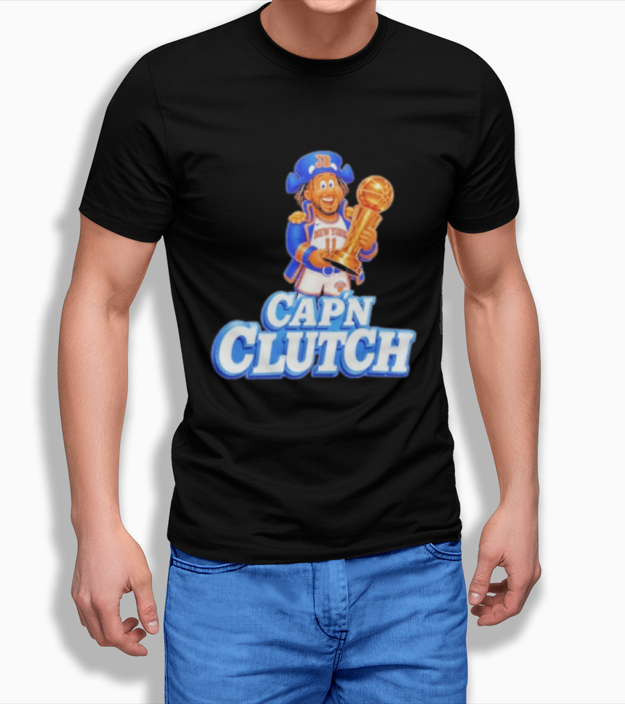 Cap'n Clutch Jalen Brunson New York Knicks Trophy Celebration T-Shirt