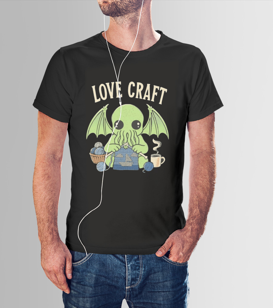 Love Craft Cthulhu Knitting Cozy Yarn Coffee T-Shirt