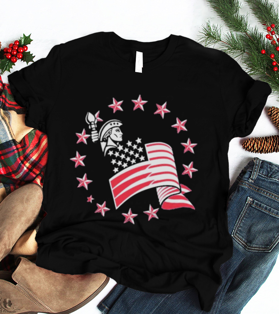 Patriotic Lady Liberty American Flag Stars USA Pride T-Shirt