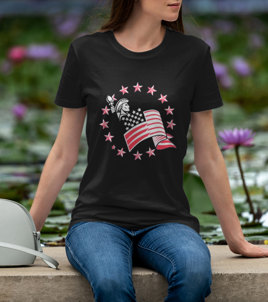 Patriotic Lady Liberty American Flag Stars USA Pride T-Shirt