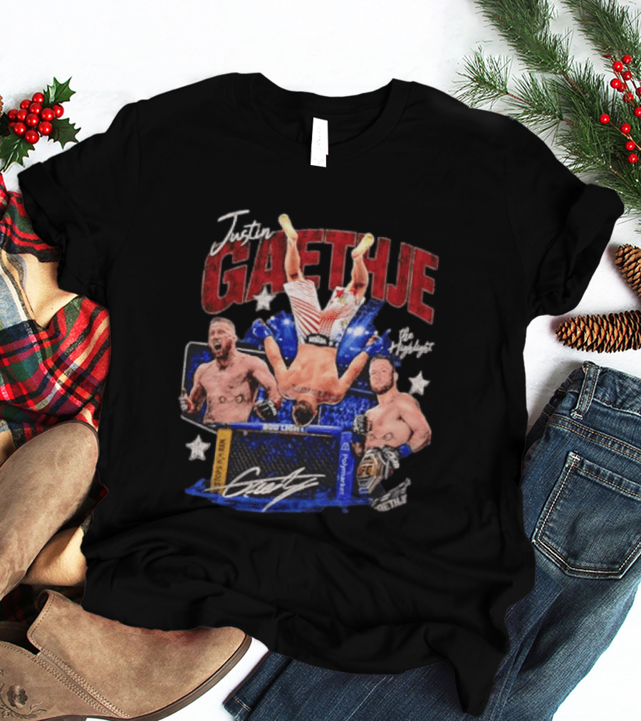 Justin Gaethje The Highlight UFC Mixed Martial Arts Fighter Athlete Action Inside Octagon T-Shirt