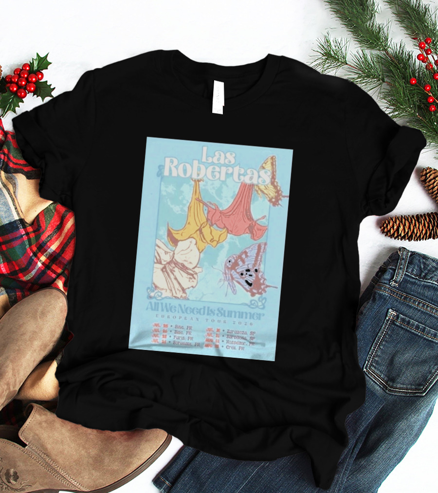 Las Robertas All We Need Is Summer European Tour 2026 Butterfly Floral T-Shirt