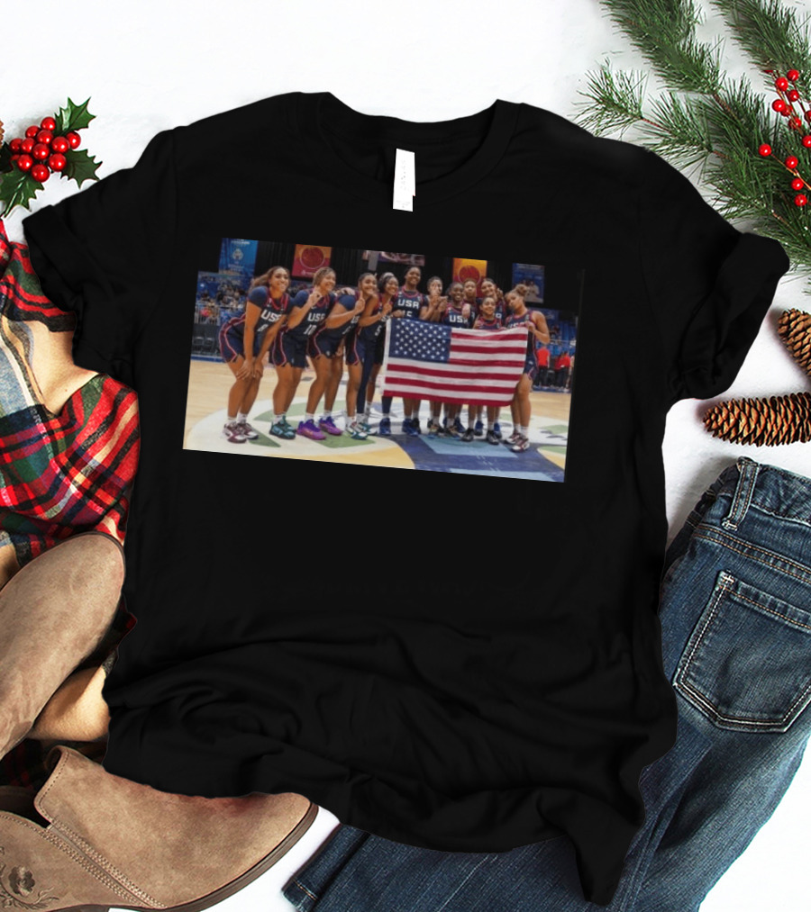 2026 U18 AmeriCup Basketball Champions Team USA With Flag T-Shirt