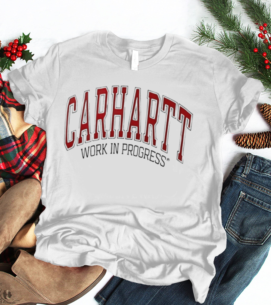 Carhartt Red Lettering Work In Progress T-Shirt