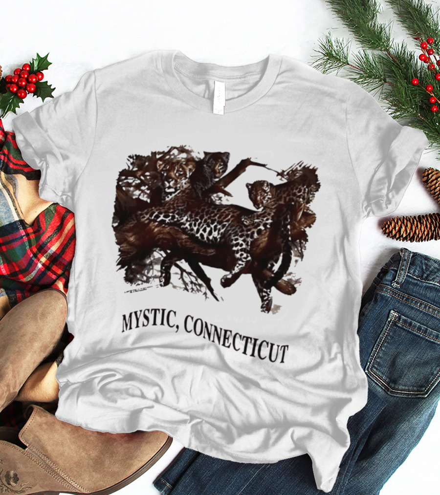 Mystic Connecticut Cheetah Panther Lion T-Shirt