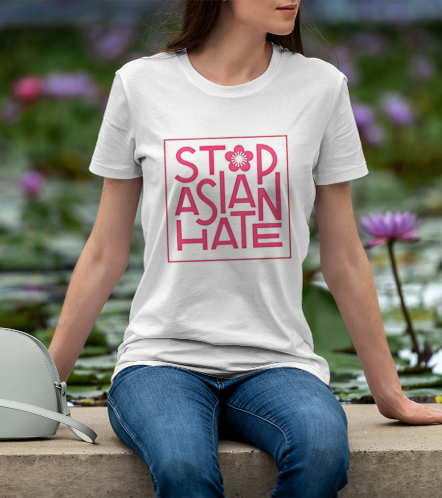Stop Asian Hate Pink Blossom Flower Protest Activism T-Shirt