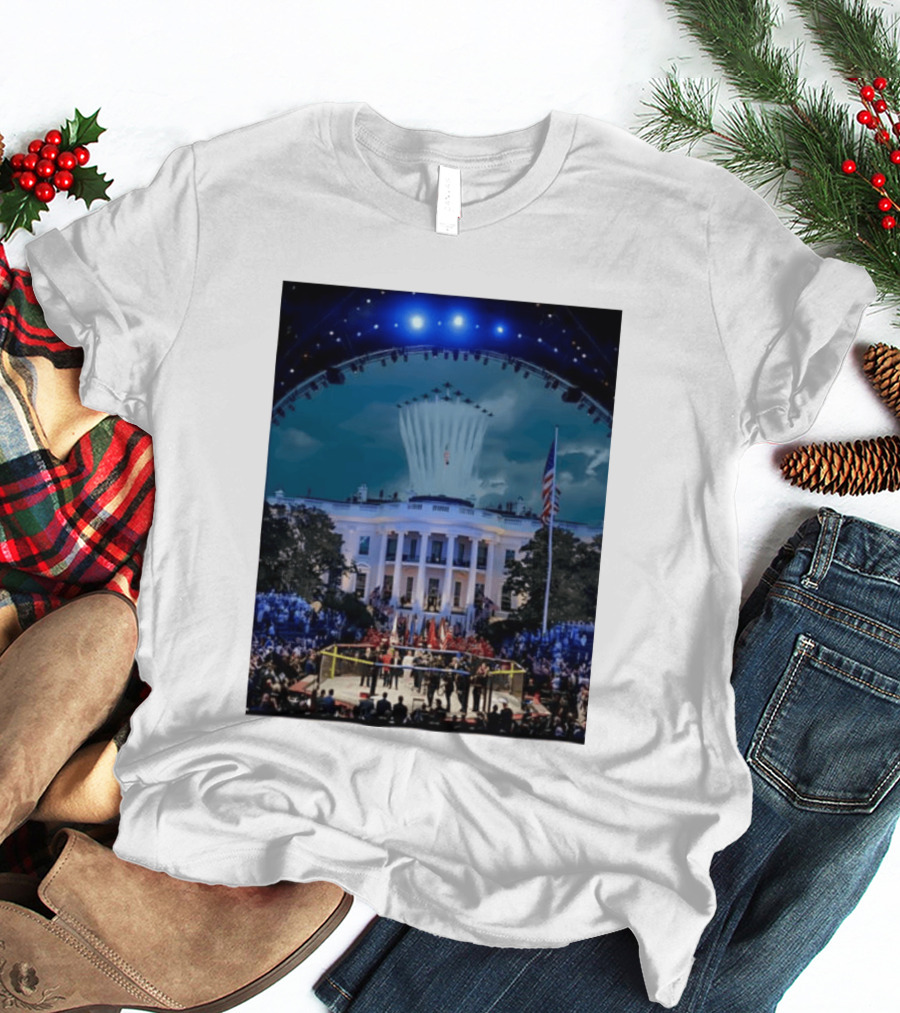 White House MMA Octagon Event Flyover American Flag Patriotic Display T-Shirt