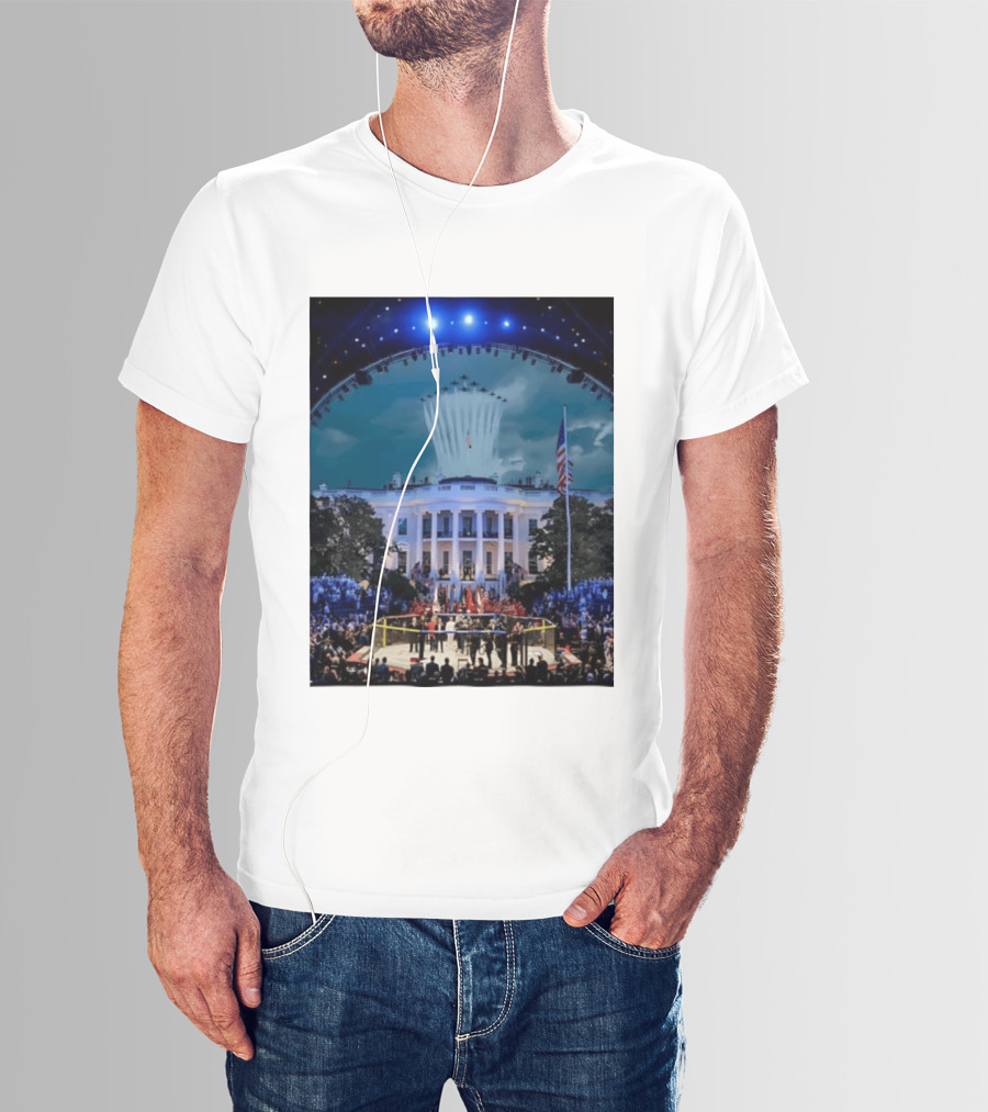 White House MMA Octagon Event Flyover American Flag Patriotic Display T-Shirt