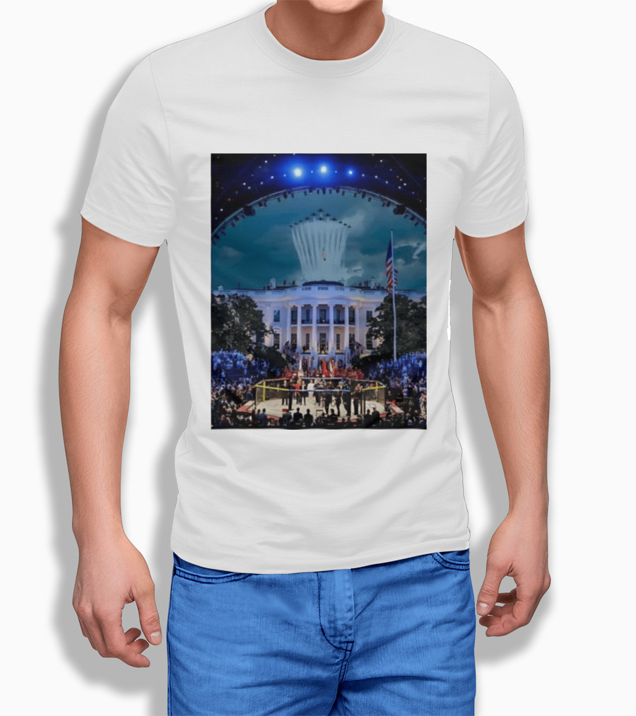 White House MMA Octagon Event Flyover American Flag Patriotic Display T-Shirt