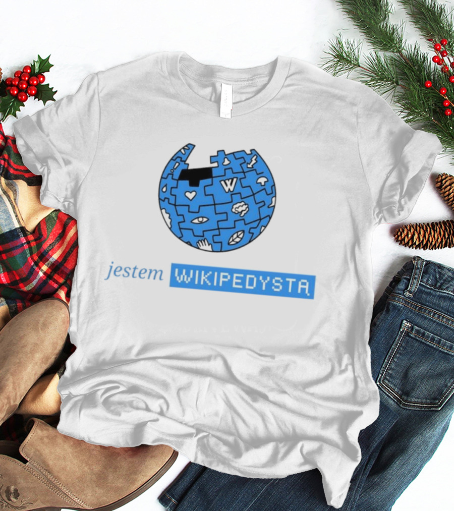 Jestem Wikipedysta Puzzle Globe Icon Eyes And Clouds T-Shirt