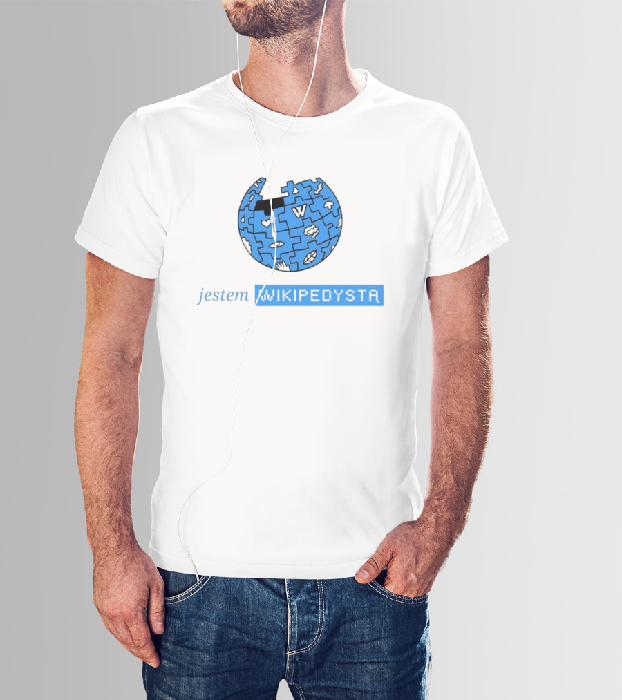 Jestem Wikipedysta Puzzle Globe Icon Eyes And Clouds T-Shirt