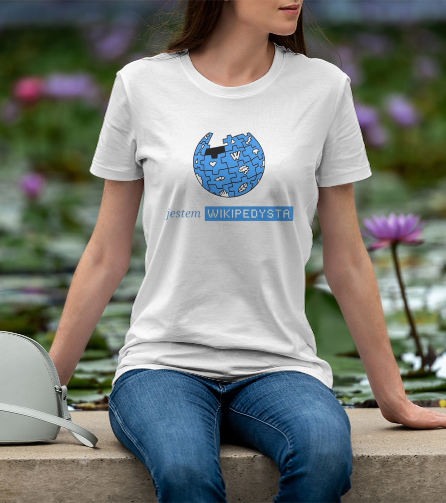Jestem Wikipedysta Puzzle Globe Icon Eyes And Clouds T-Shirt