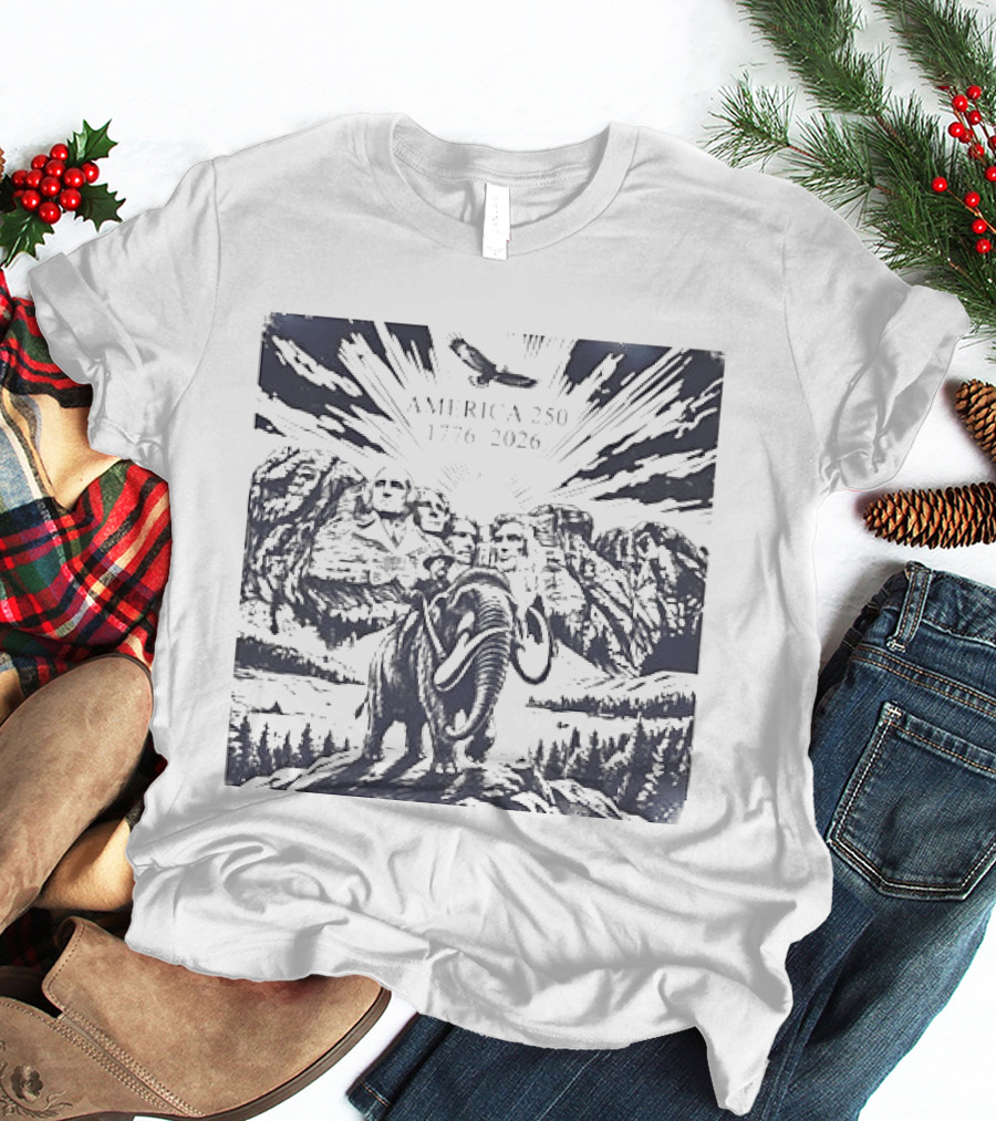 America 250 Mount Rushmore 1776 2026 Eagle Mammoth T-Shirt