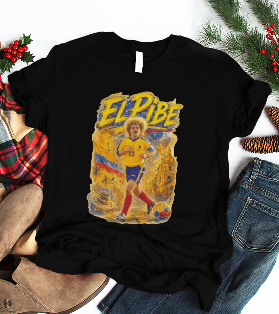 Carlos Valderrama El Pibe Colombia Football Legend Iconic Yellow Jersey T-Shirt